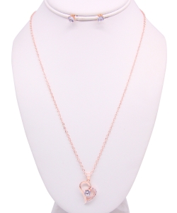 Rhinestone Necklace with Earrings NB810020 ROSEGOLD